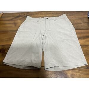 CoolKeep Stretch Performance Shorts Men's Beige Flat Front Size 32